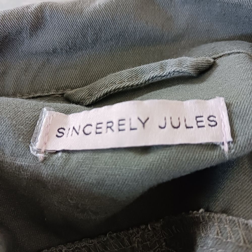 Cotton Utility Jacket Snaps Zip Pockets Army Drab Green Military Epaulets Size M - Picture 9 of 11